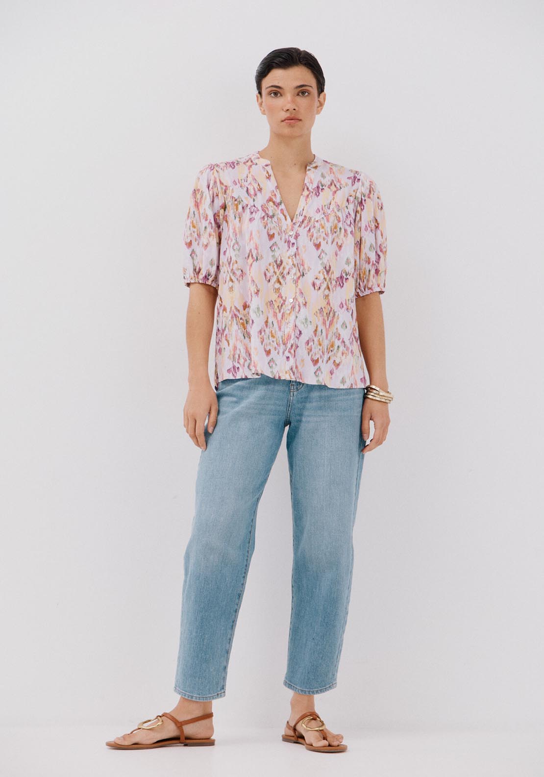 Cortefiel Short-Sleeved Blouse - Multicoloured 5 Shaws Department Stores