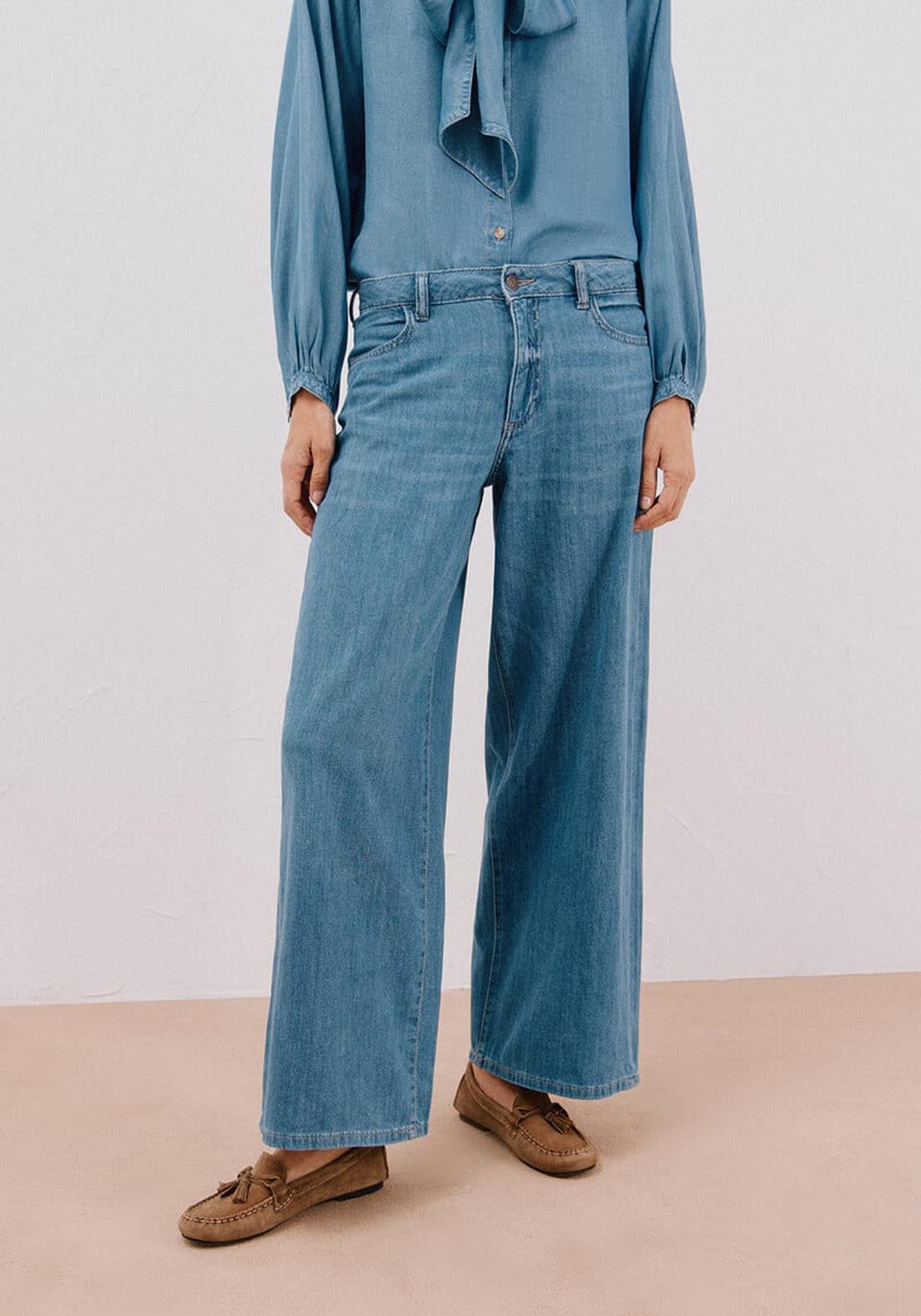 Long Palazzo Jeans - Blue