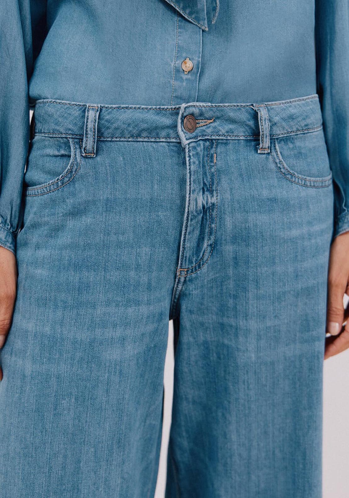 Long Palazzo Jeans - Blue