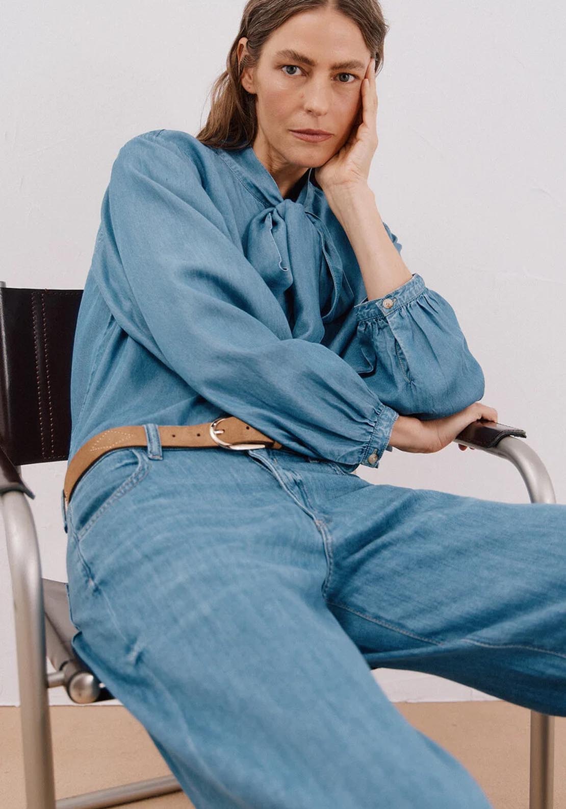 Long Palazzo Jeans - Blue