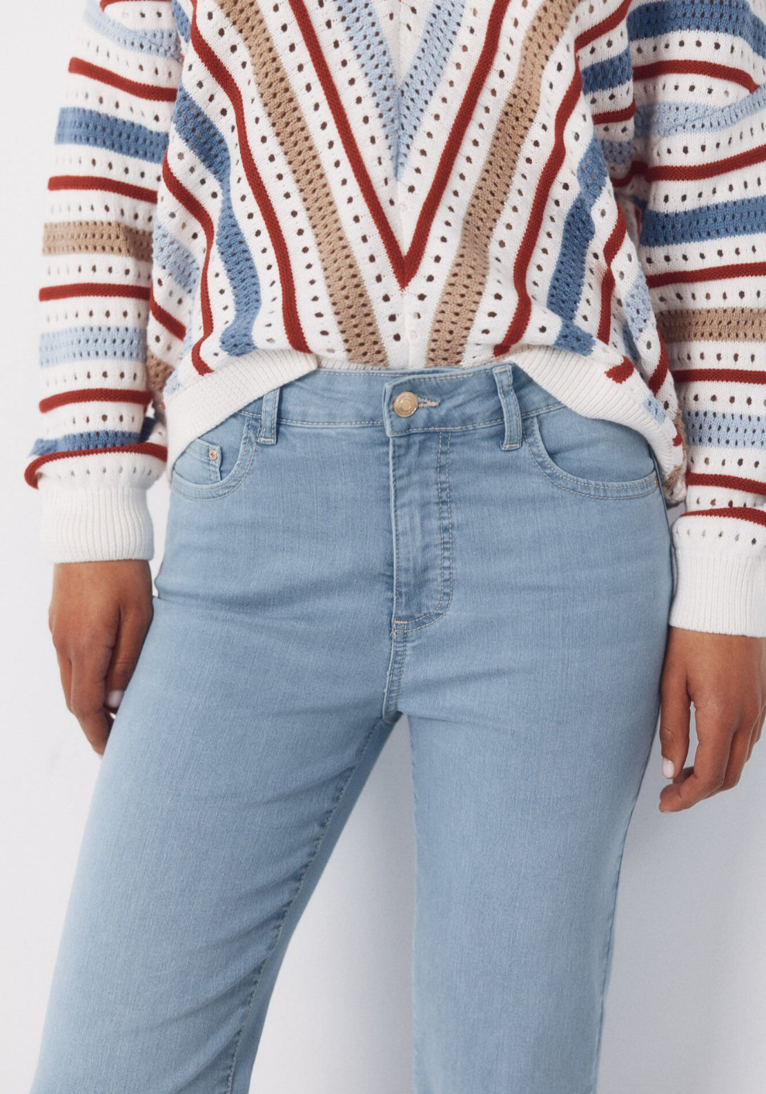 Cortefiel Cropped Flared Shaping Jeans - Blue 4 Shaws Department Stores