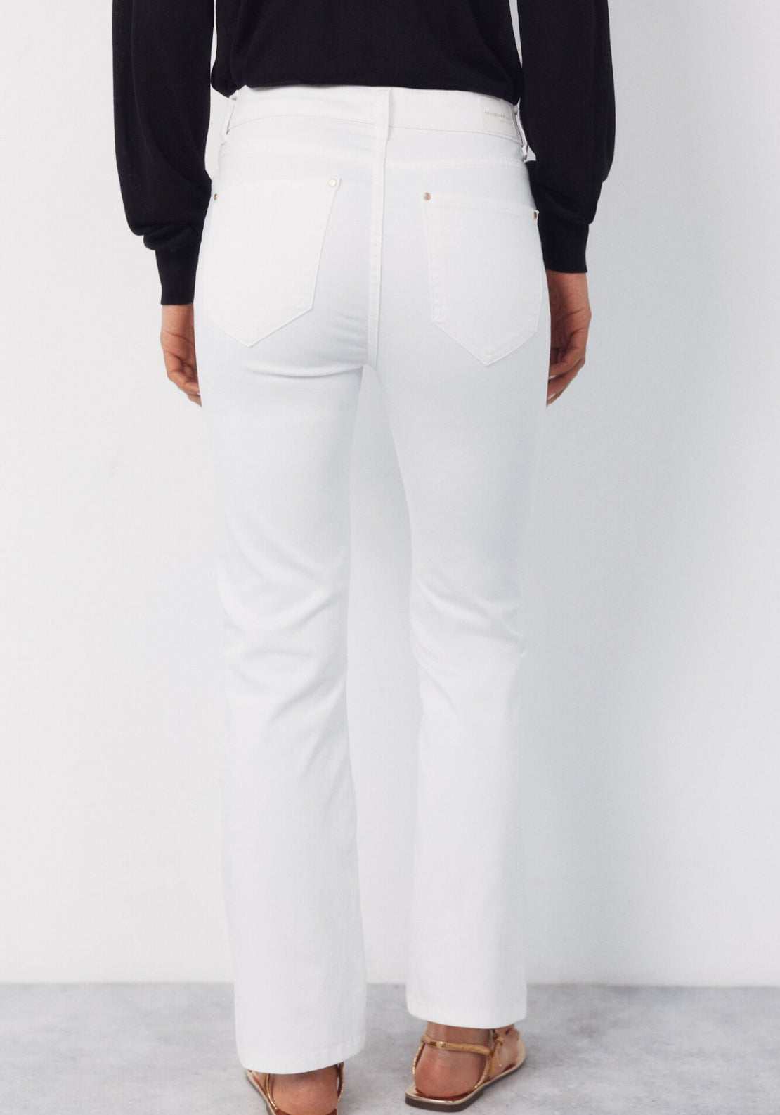 Cortefiel Cropped Flared Shaping Jeans - White 2 Shaws Department Stores