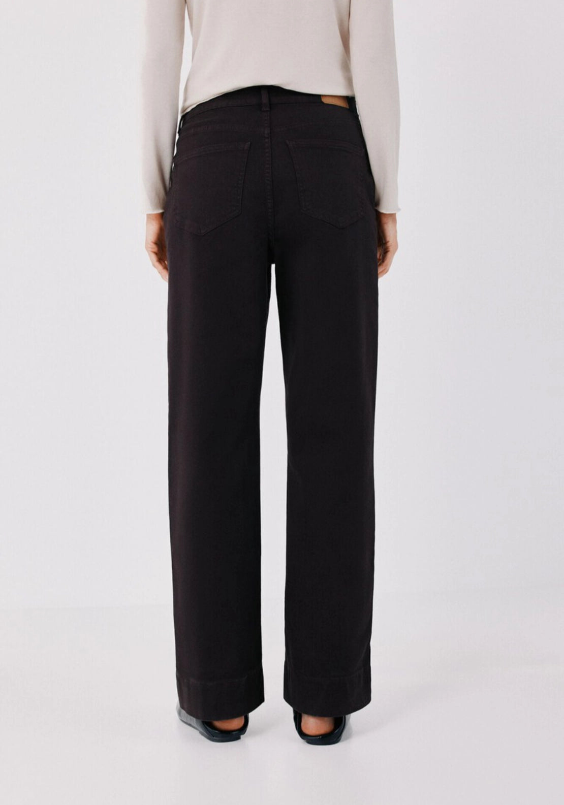 Sailor Style Palazzo Jeans With Buttons - Black
