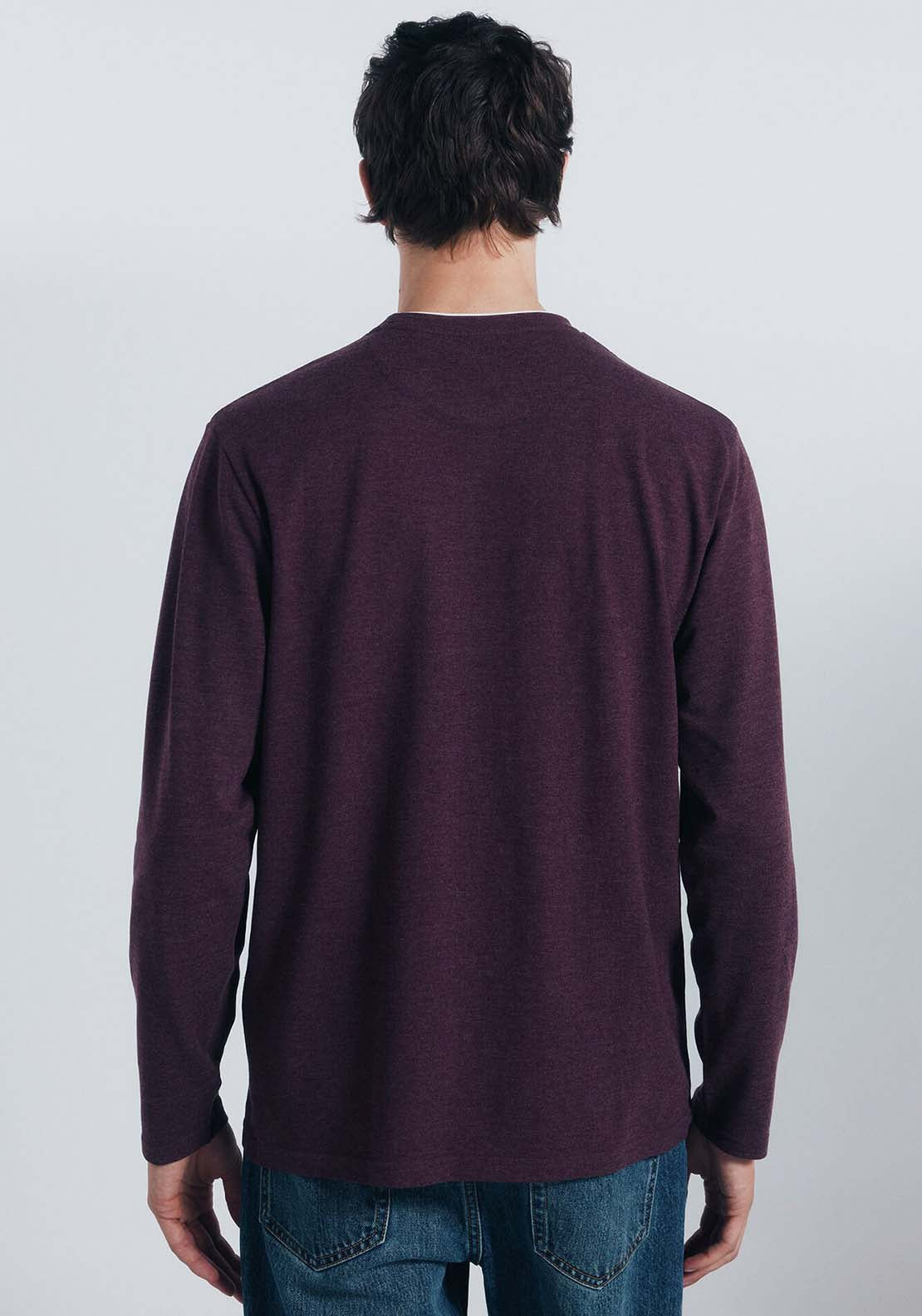 Double Melange Long Sleeve T-Shirt - Red