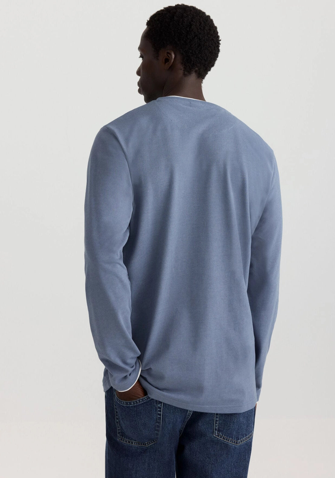 Double Crew Pique Ls Tee - Blue