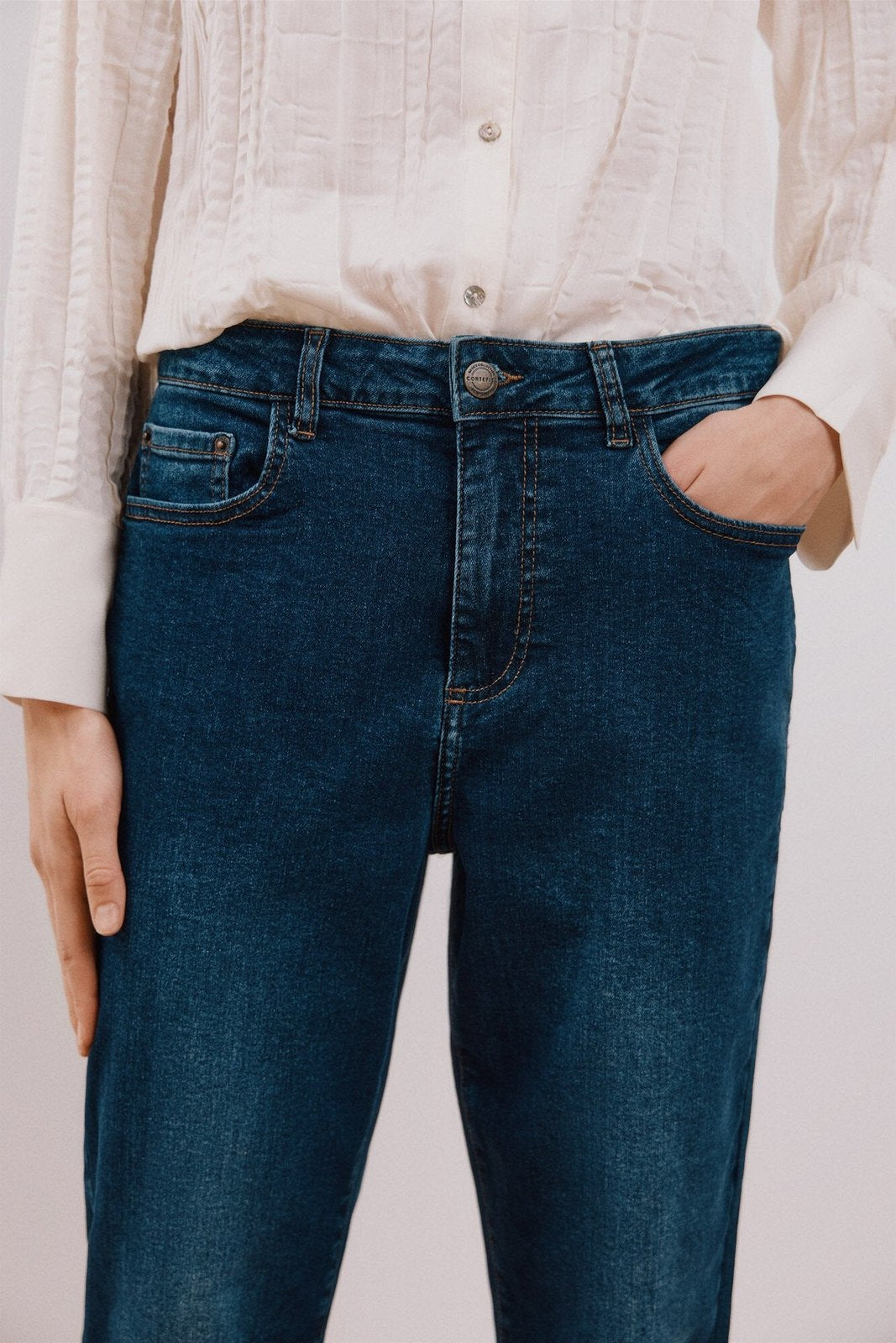 Cortefiel Mom jeans - Medium Blue 3 Shaws Department Stores