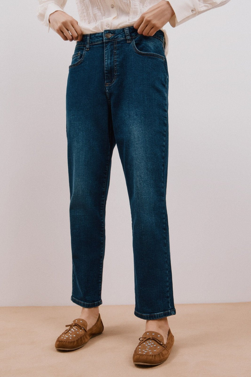 Cortefiel Mom jeans - Medium Blue 1 Shaws Department Stores