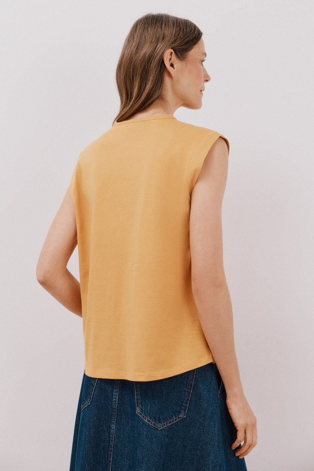 Cortefiel Linen Combination Top - Yellow/gold 5 Shaws Department Stores