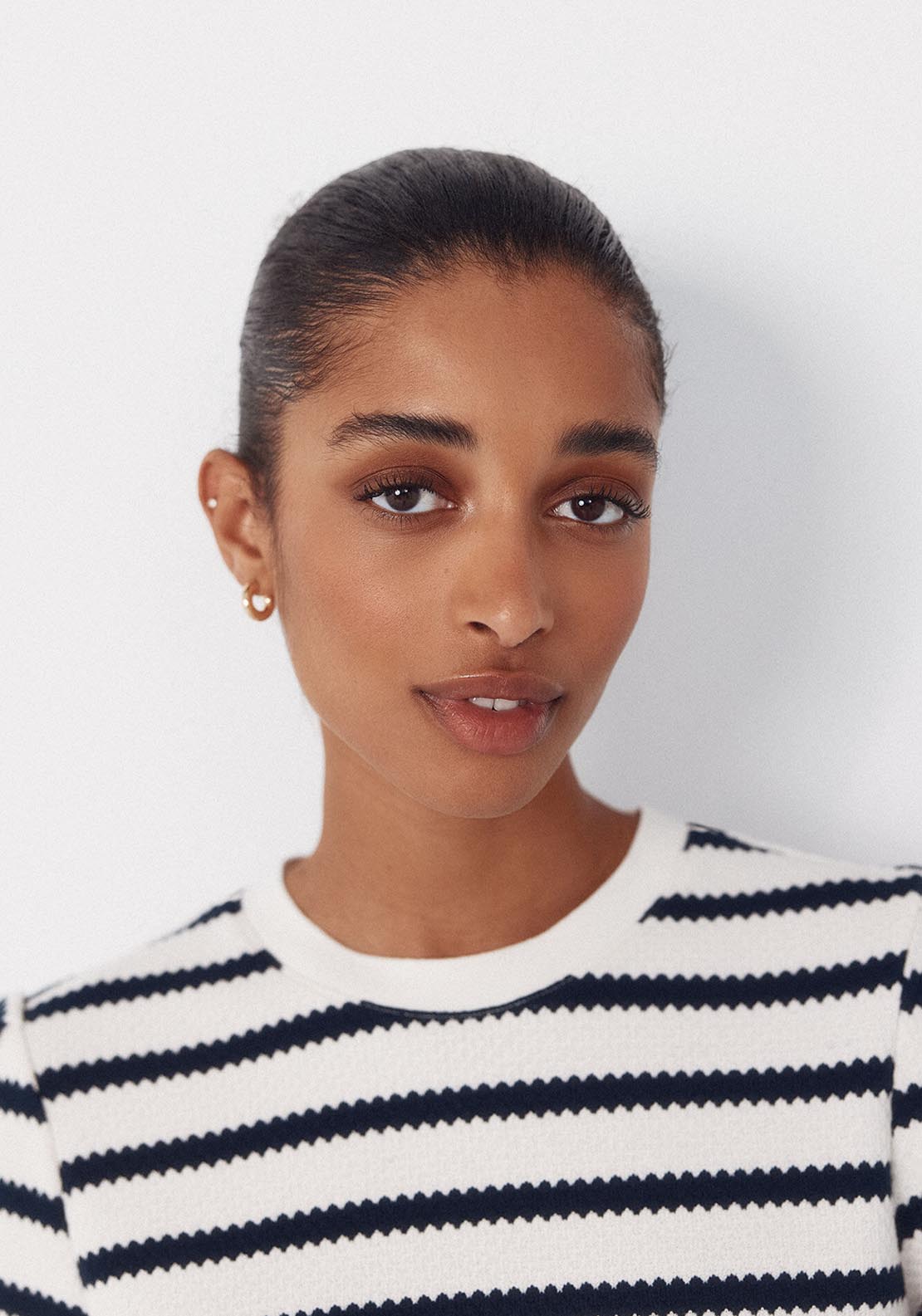 Cortefiel Striped Structured Printed Top - Blue 4 Shaws Department Stores