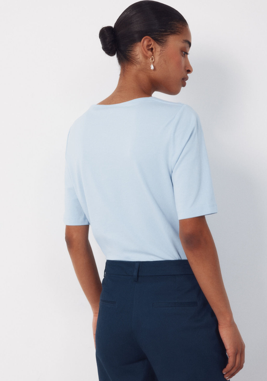 Cortefiel French Sleeve T-shirt - Blue 2 Shaws Department Stores