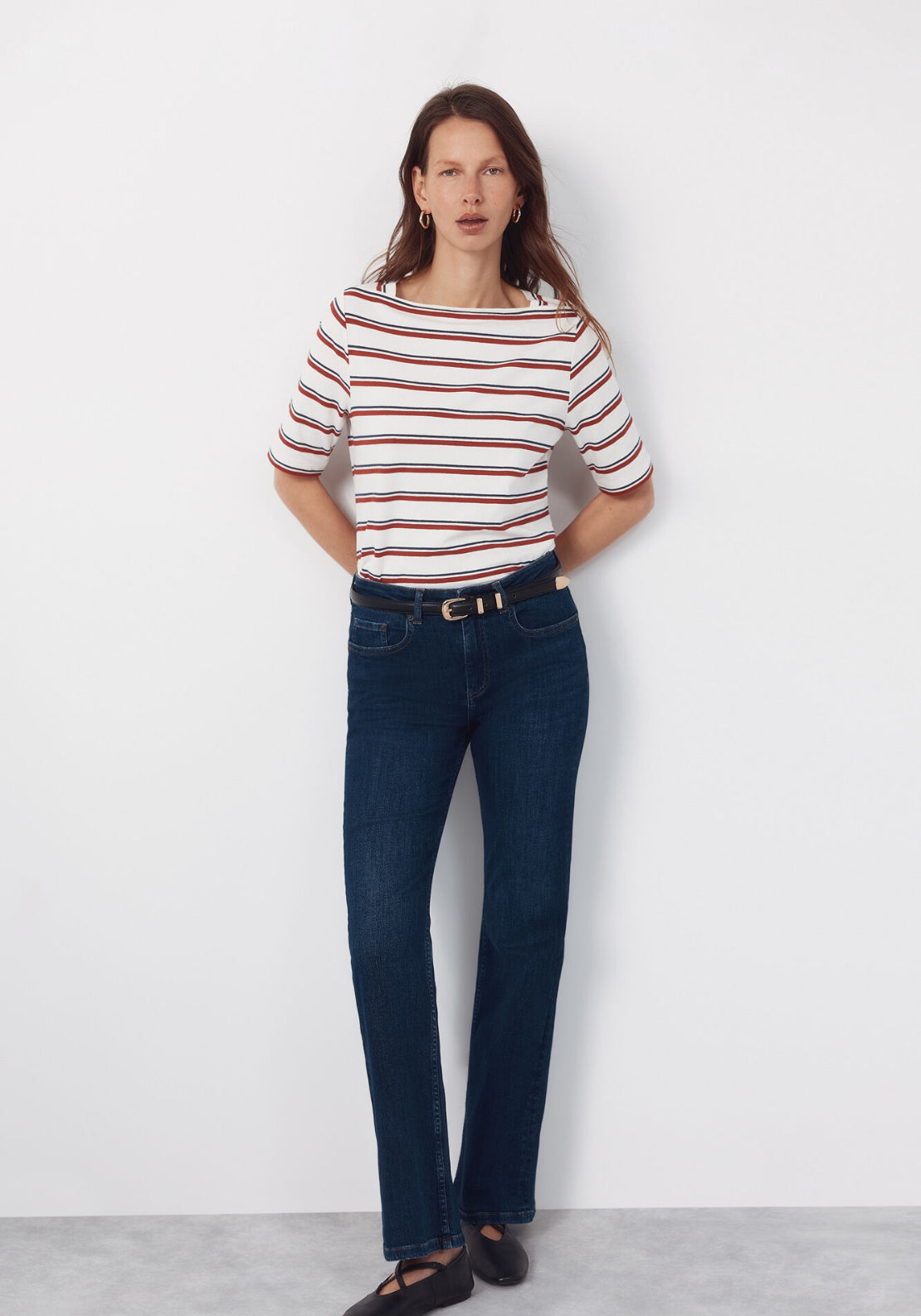 Cortefiel French Sleeves T Shirt - Cream 4 Shaws Department Stores
