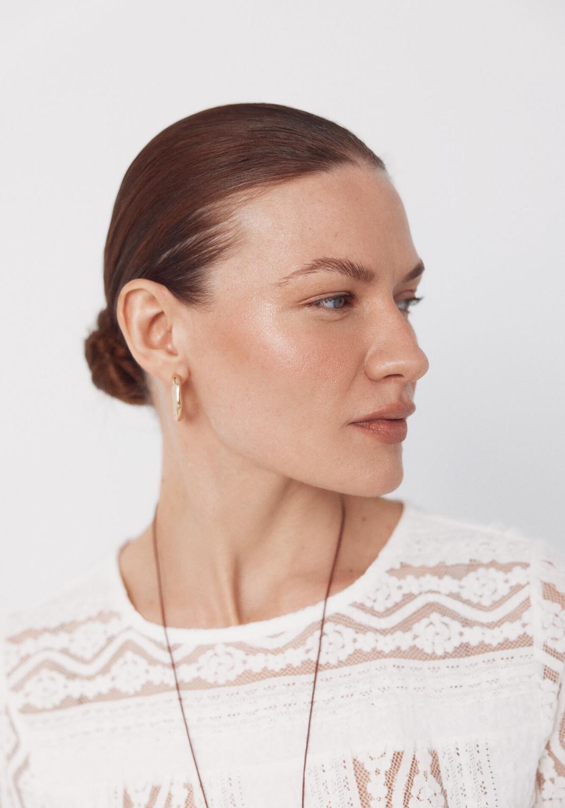Cortefiel Round Neck Lace Top - White 5 Shaws Department Stores