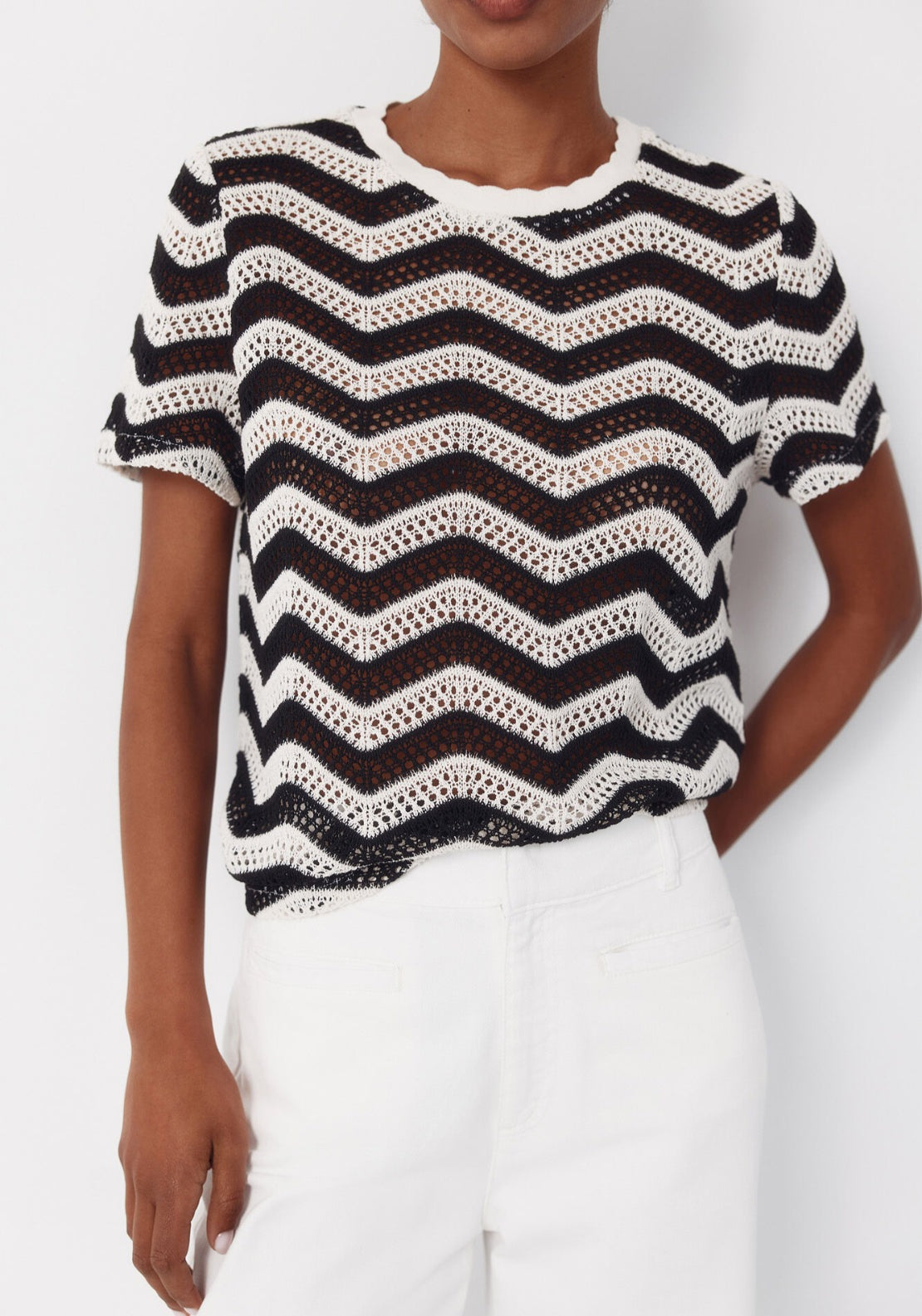 Top Crochet Zig Zag - Black