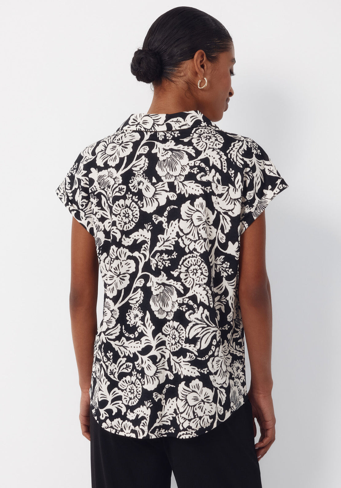 Piqué Polo Blouse - Black