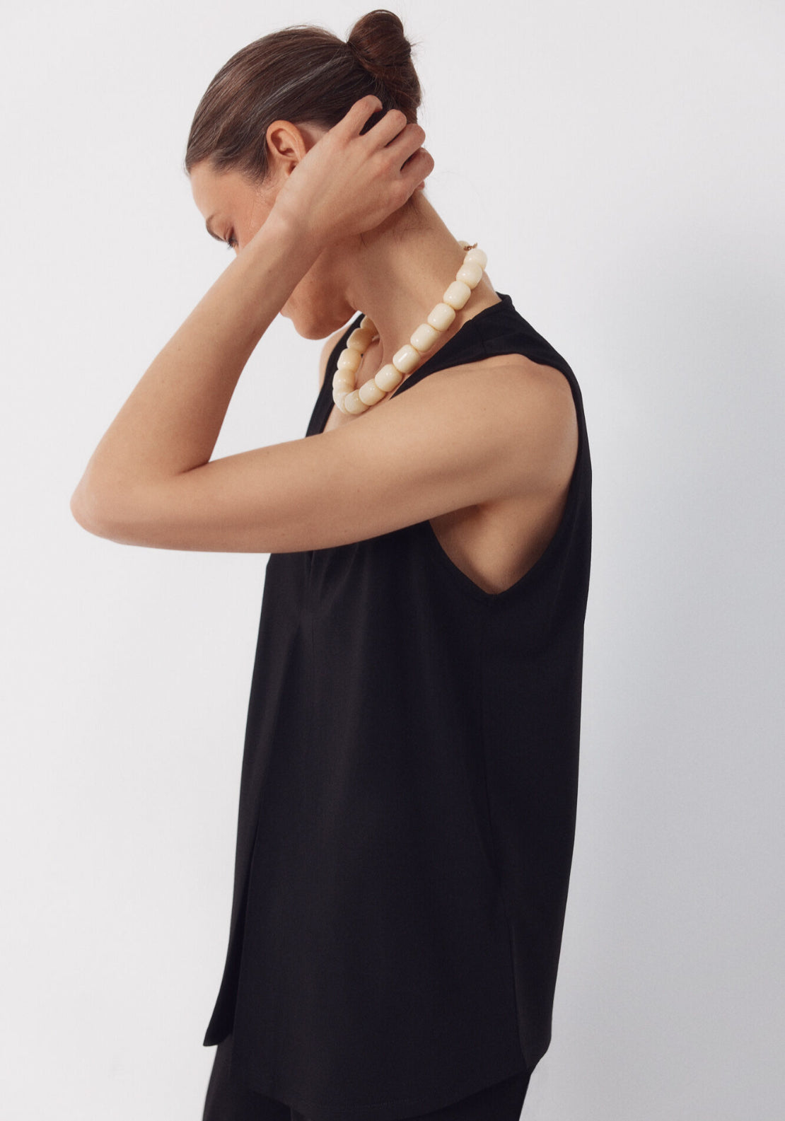 Long Pleated Top - Black