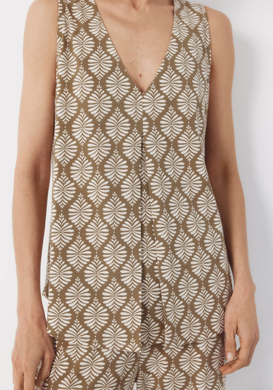 Cortefiel Long Pleated Top - Green 4 Shaws Department Stores