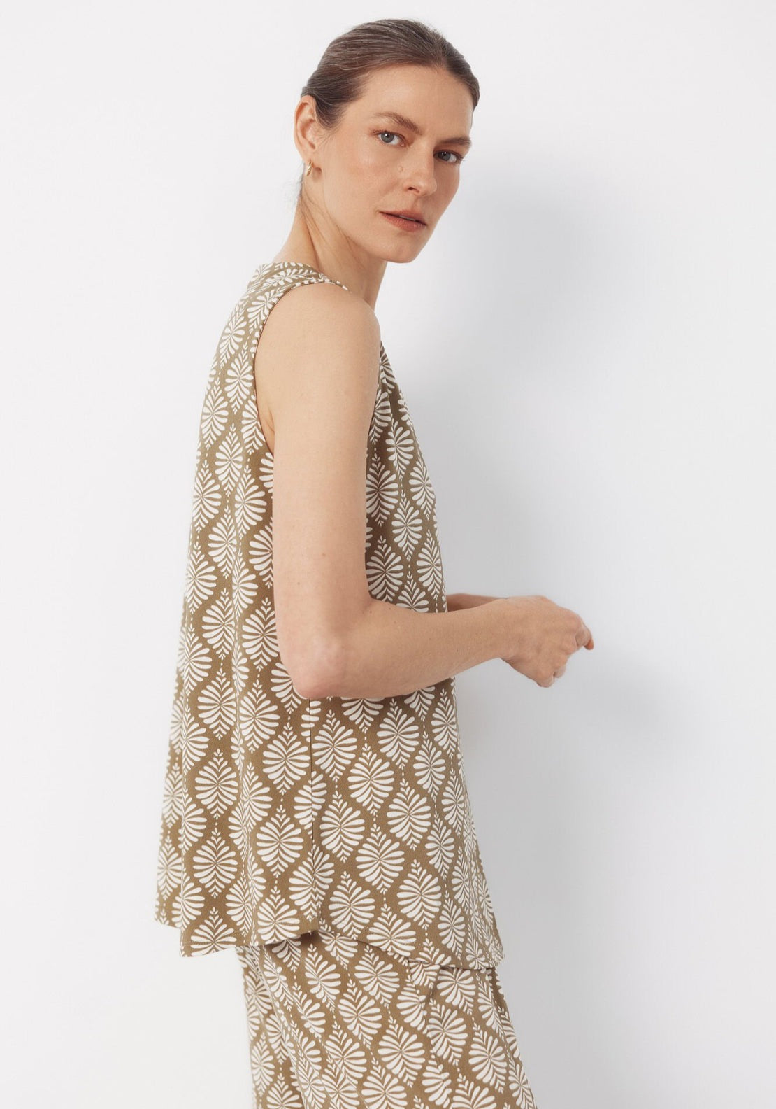Cortefiel Long Pleated Top - Green 3 Shaws Department Stores