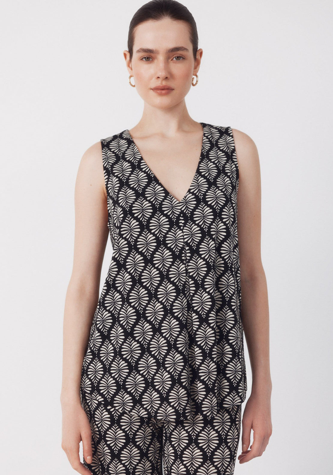 Cortefiel Long Pleated Top - Grey 4 Shaws Department Stores