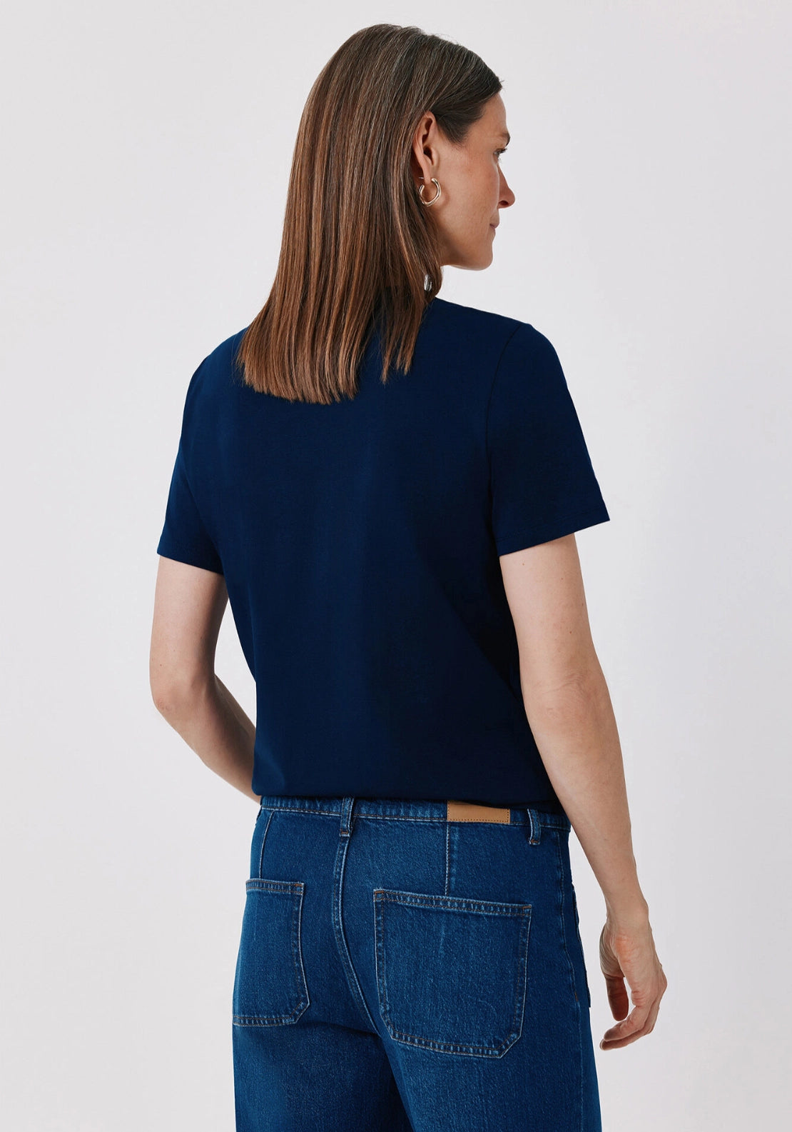 Gold button basic T-shirt - Navy