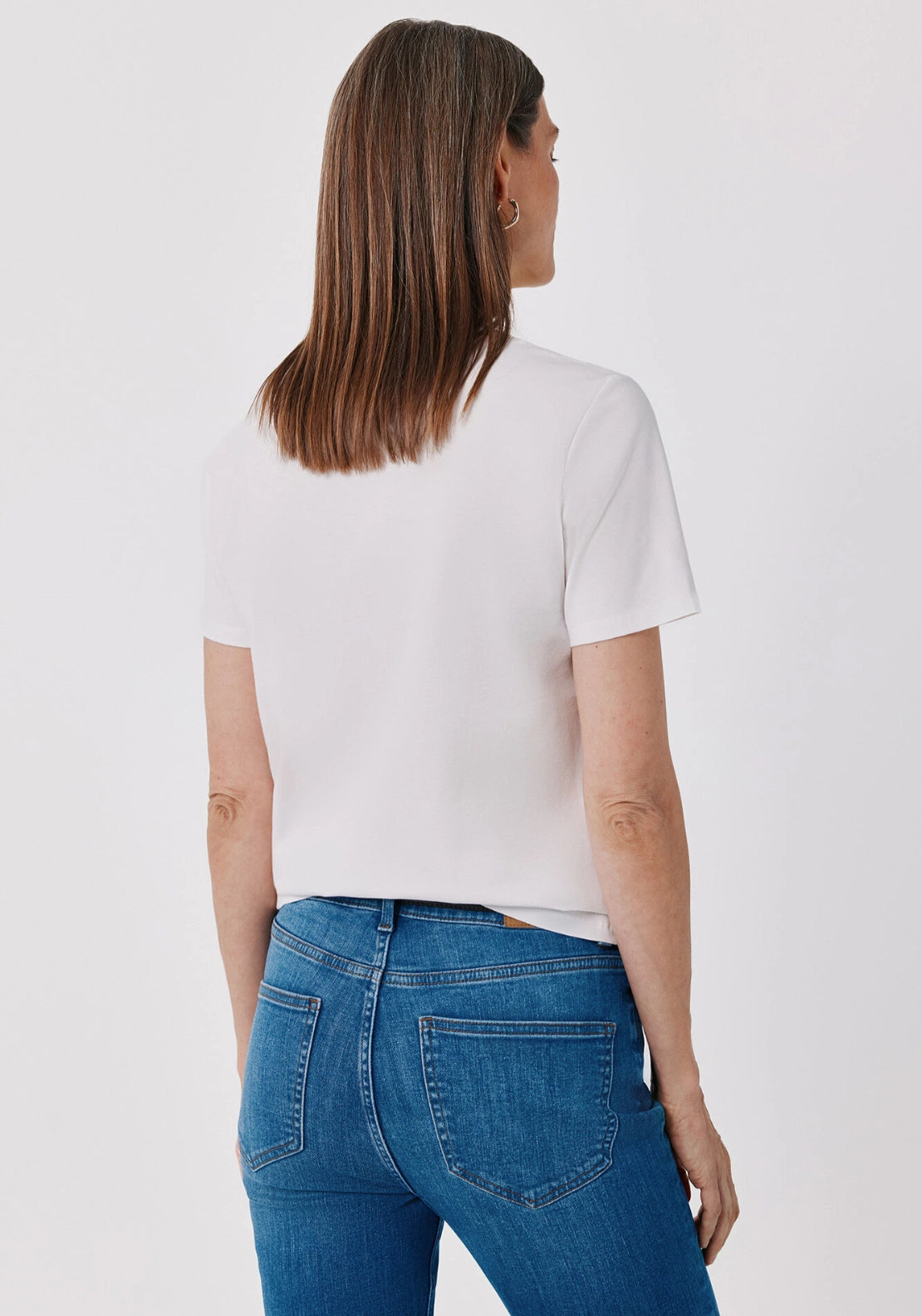 Gold button basic T-shirt - White