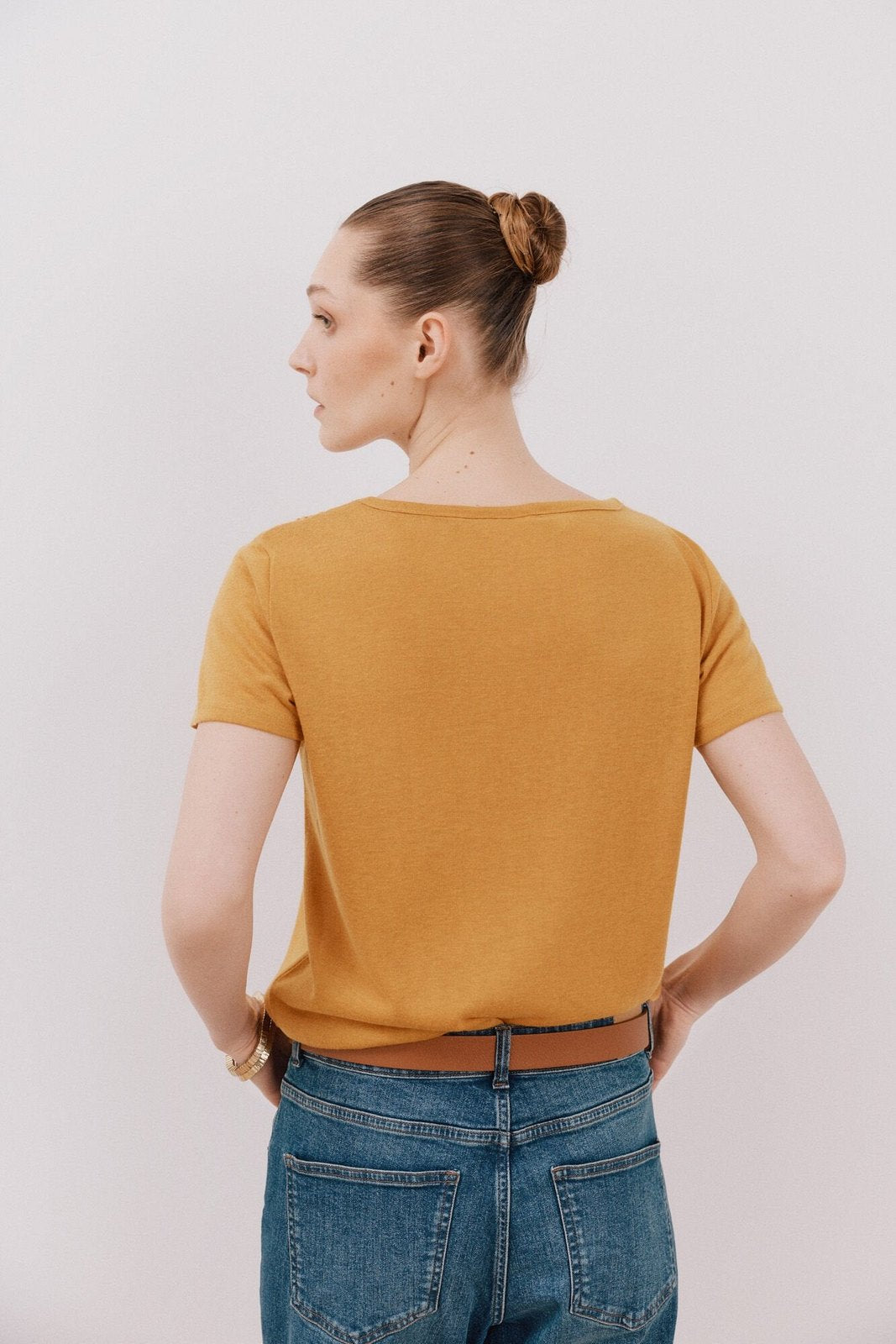 Cortefiel V -Shirt With Trimmings - Yellow/gold 5 Shaws Department Stores