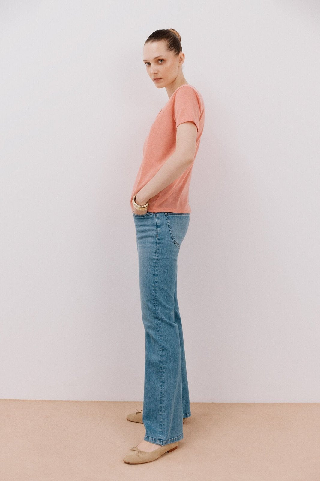 Cortefiel V -Shirt With Trimmings - Coral 4 Shaws Department Stores