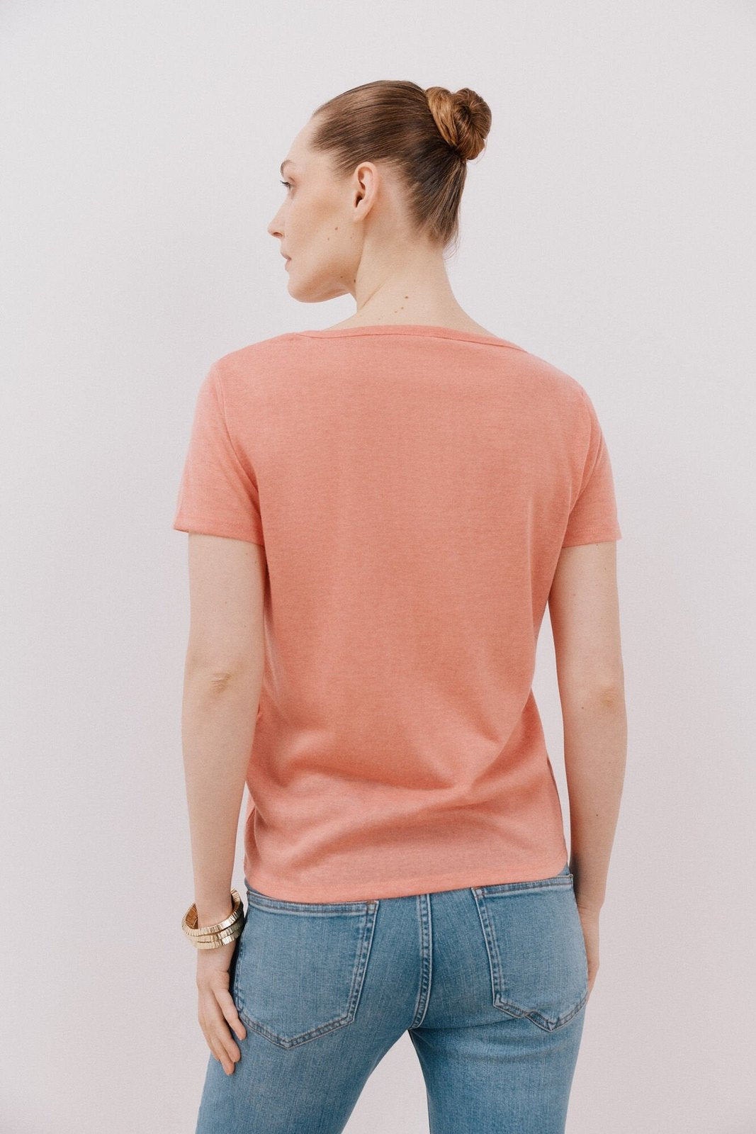 Cortefiel V -Shirt With Trimmings - Coral 5 Shaws Department Stores