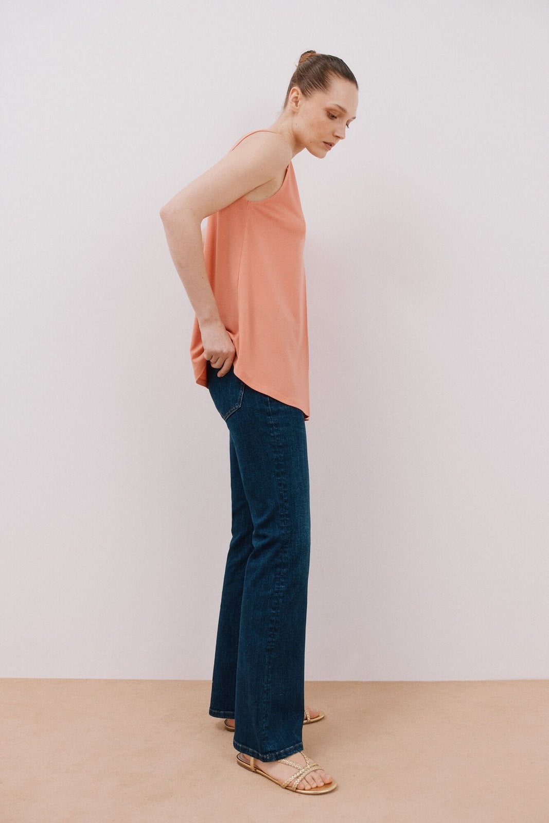 Cortefiel Long Pleated Top - Coral 3 Shaws Department Stores