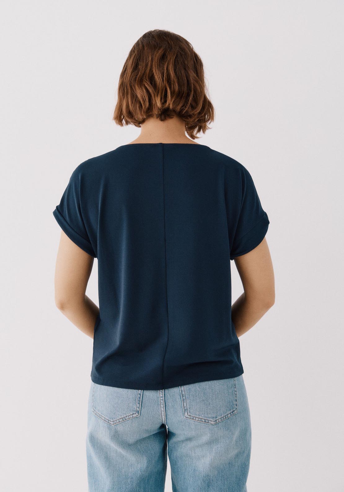 Cortefiel Printed V Top - Navy 4 Shaws Department Stores