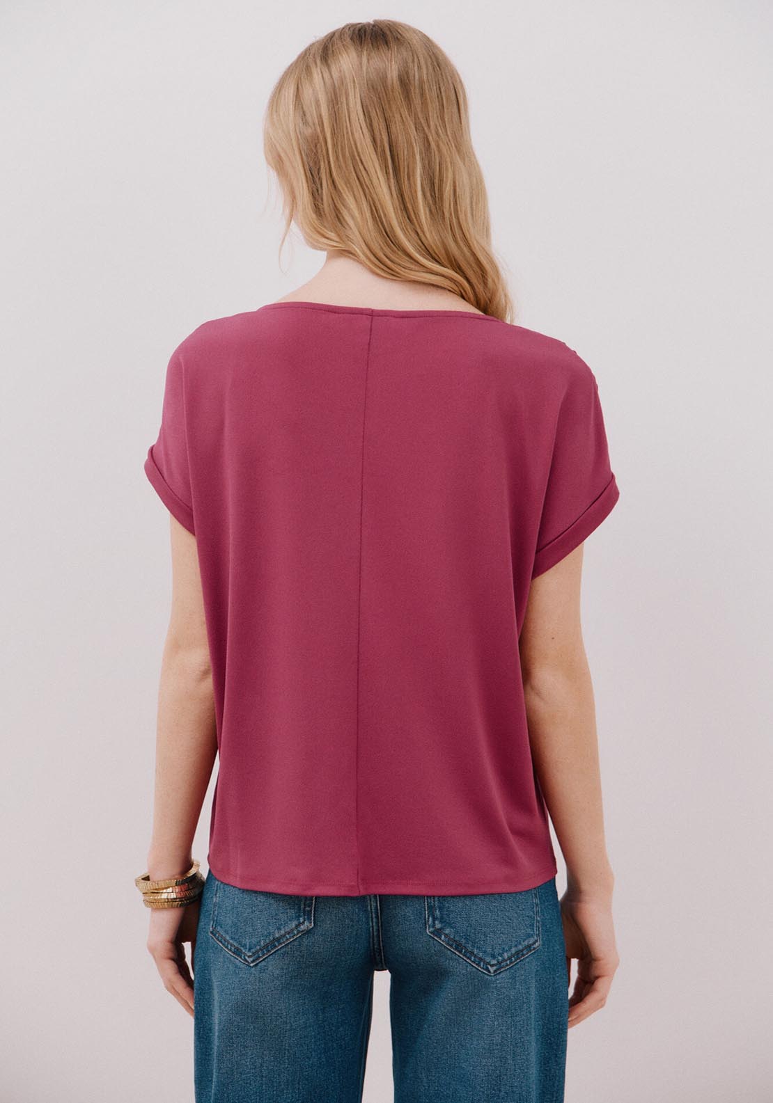 Cortefiel Printed V Top - Purple/lilac 5 Shaws Department Stores
