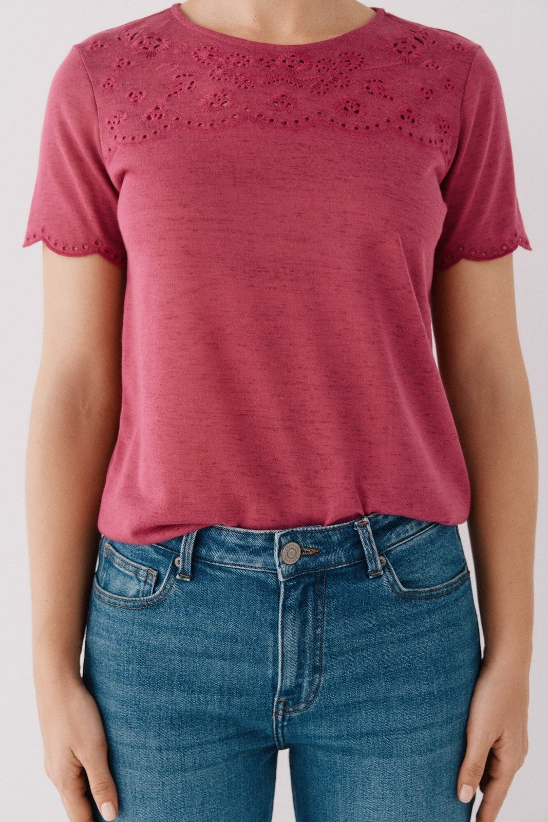 Cortefiel Embroidered T-Shirt - Purple/lilac 4 Shaws Department Stores