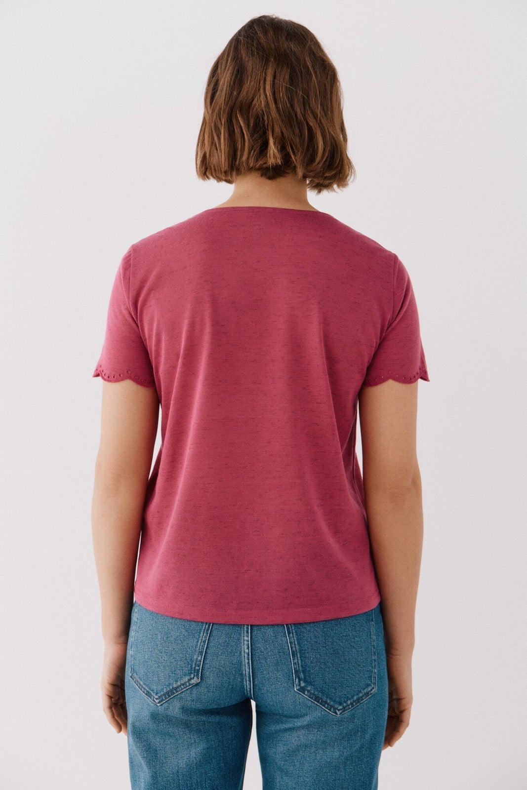Cortefiel Embroidered T-Shirt - Purple/lilac 5 Shaws Department Stores
