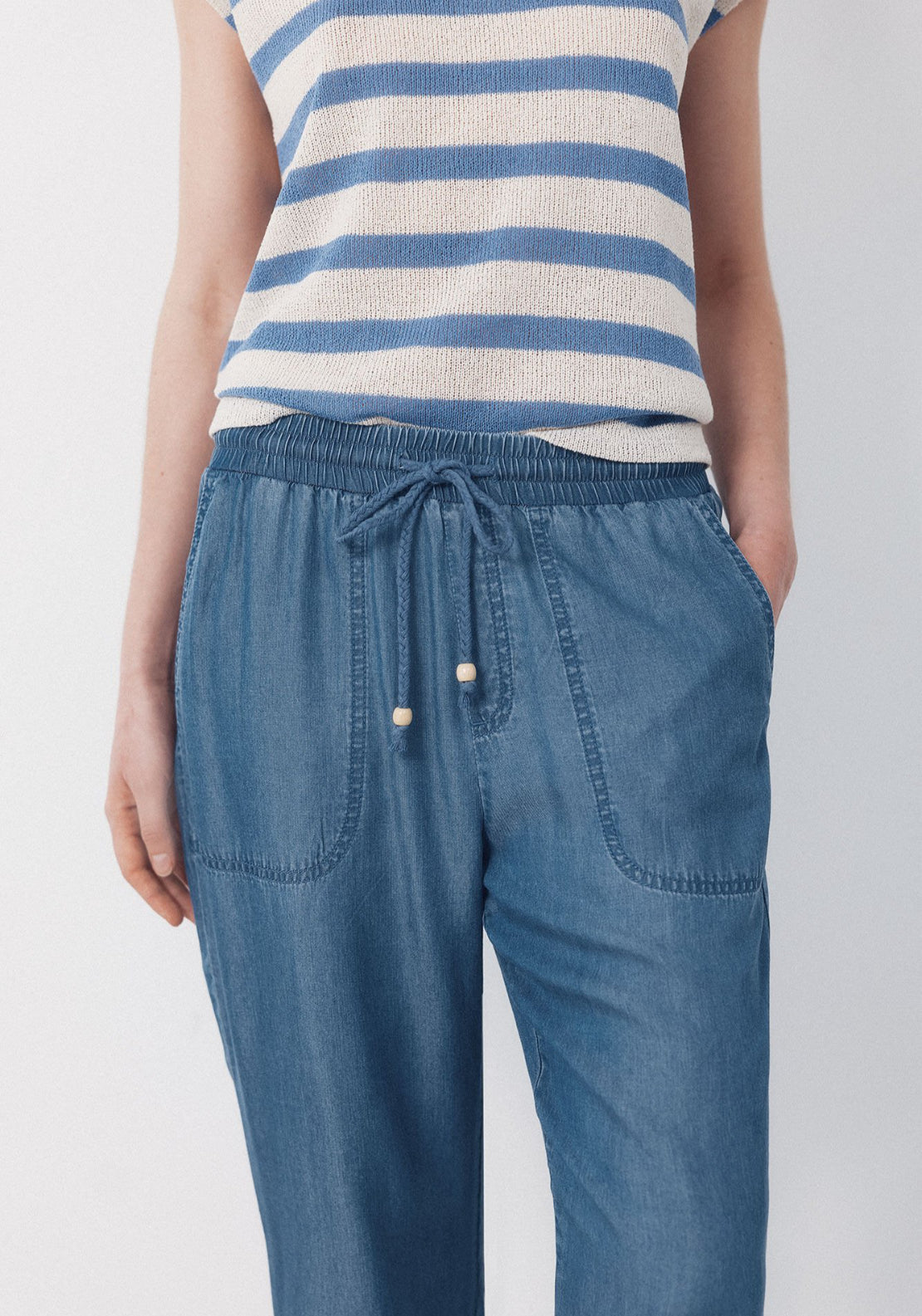 Cortefiel Tencel Fluid Trousers - Blue 4 Shaws Department Stores