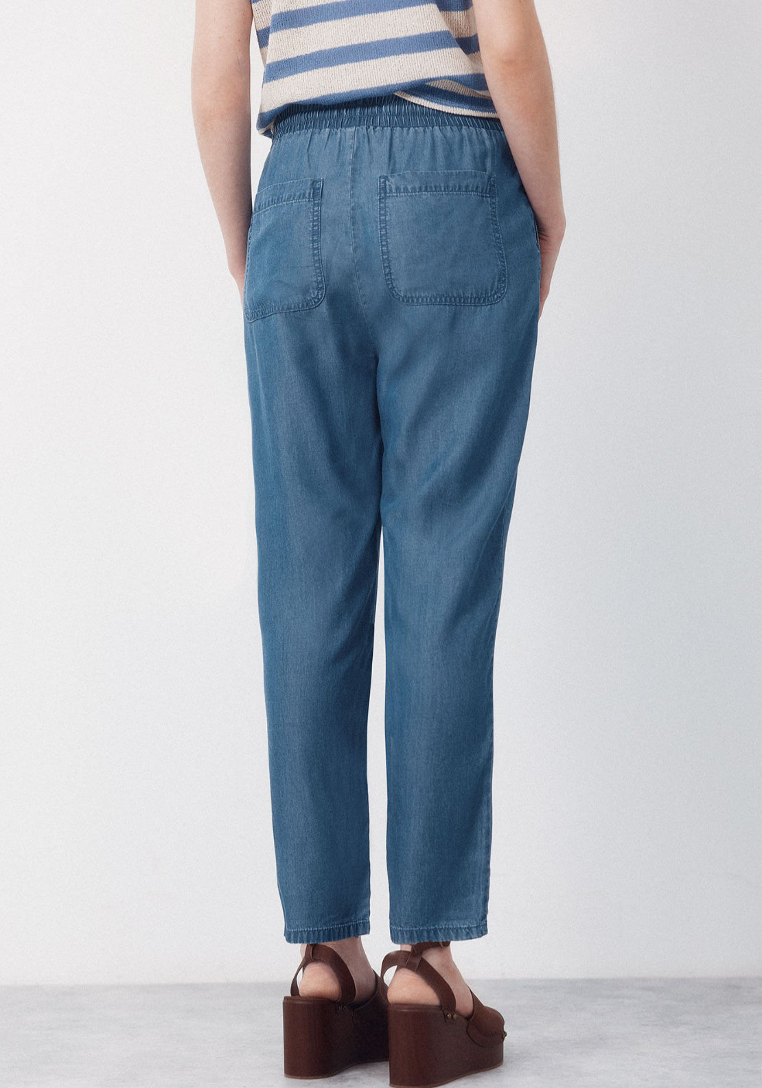 Cortefiel Tencel Fluid Trousers - Blue 2 Shaws Department Stores