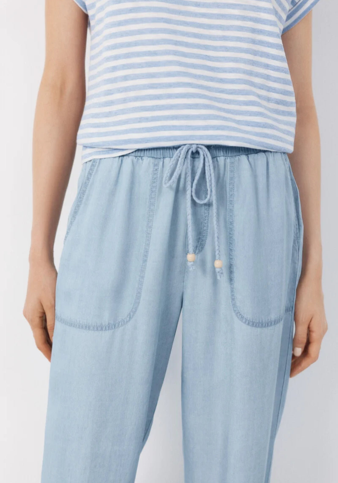 Cortefiel Tencel Lightweight Trousers - Medium Blue 3 Shaws Department Stores
