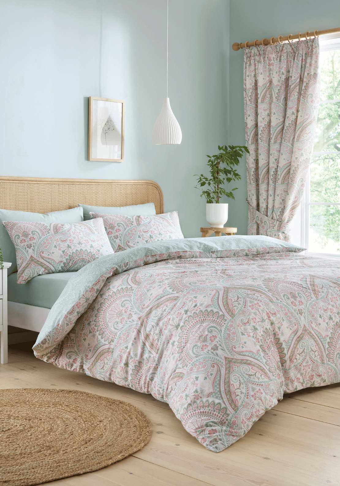 The Home Collection Paisley Duvet Cover Set - Green 1 Shaws Department Stores