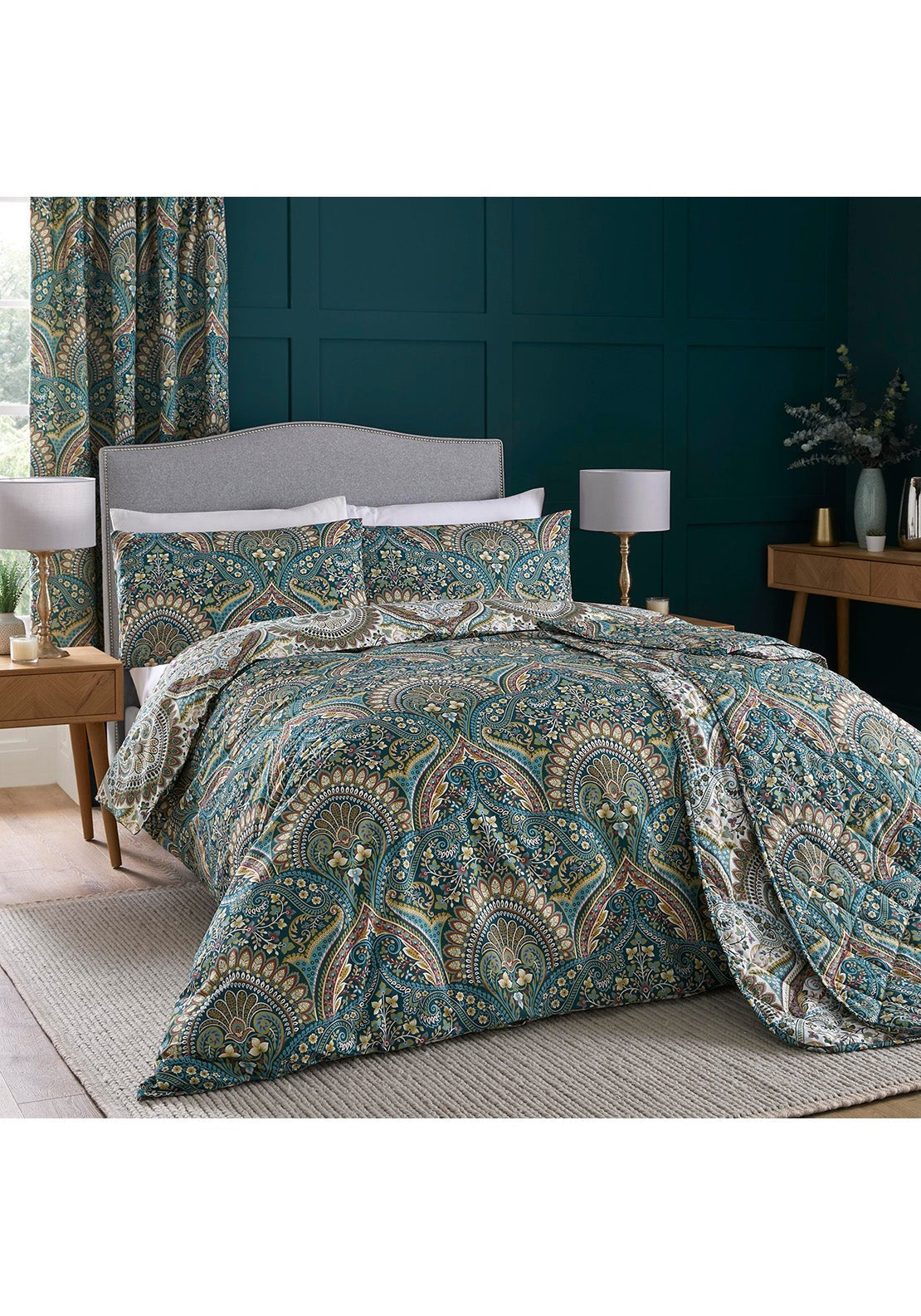 The Home Collection Palace Paisley Throw 230cm x 195cm - Blue 1 Shaws Department Stores