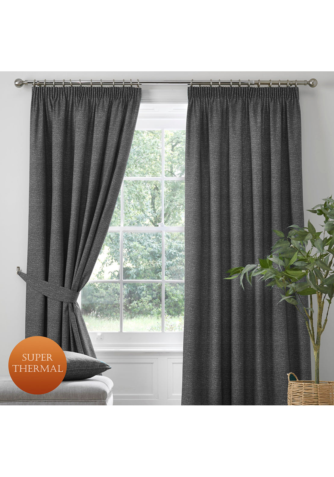 The Home Collection Super Warm Curtains - Grey 1 Shaws Department Stores