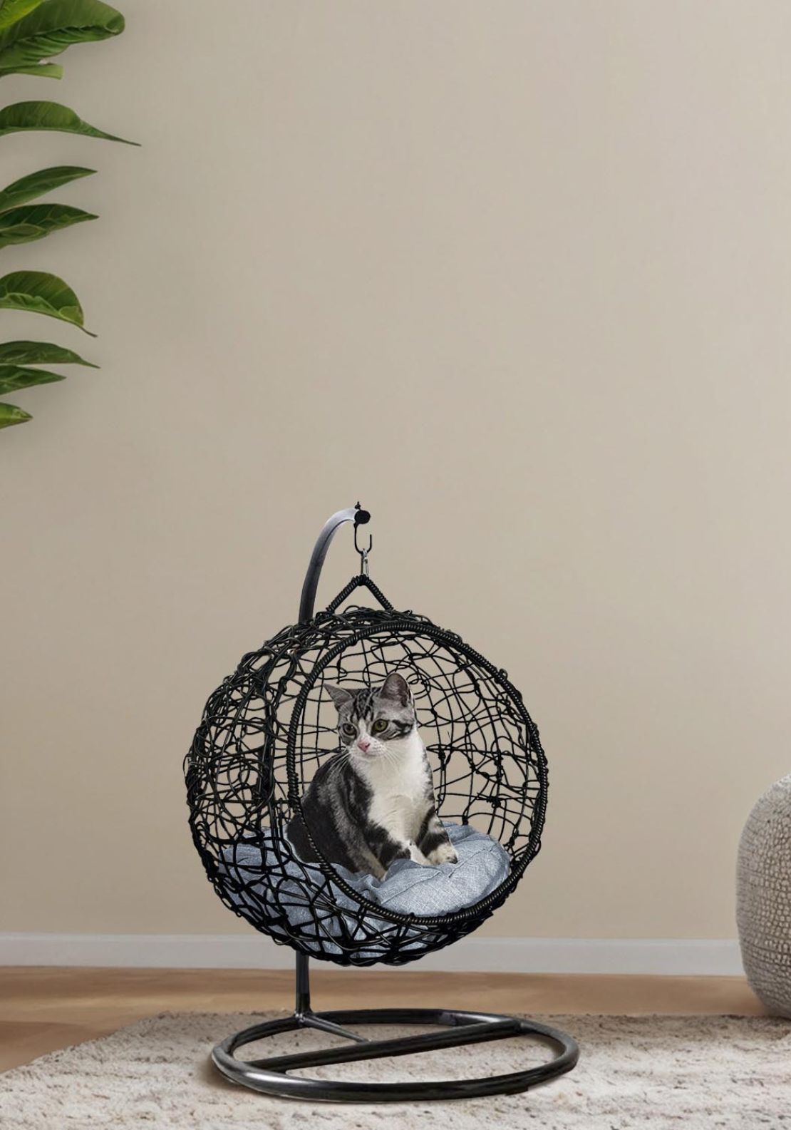 The Home Collection Pet Swinging Egg Chair Black - Black 1 Shaws Department Stores