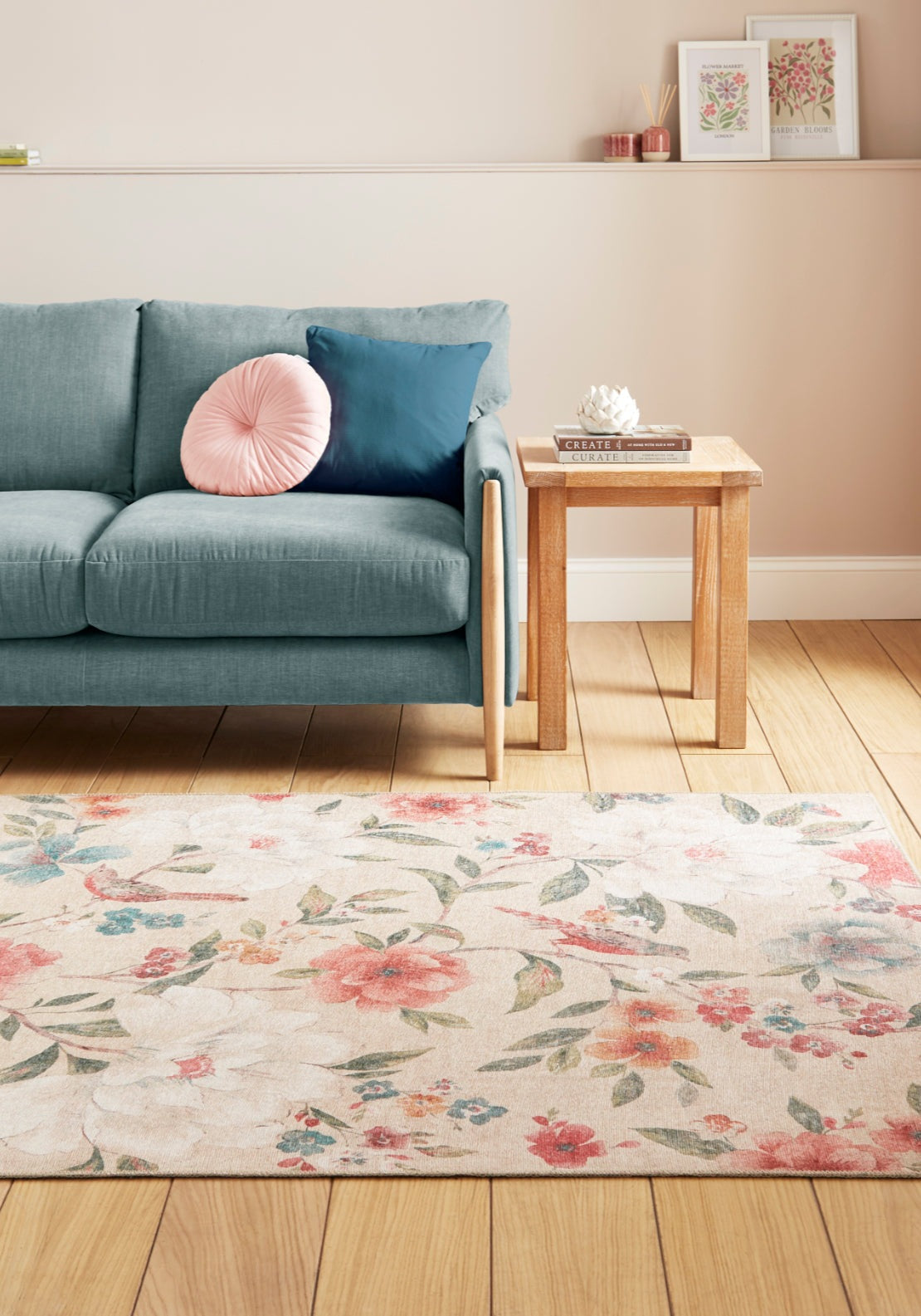 Catherine Lansfield Country Floral Rug - Nude 2 Shaws Department Stores