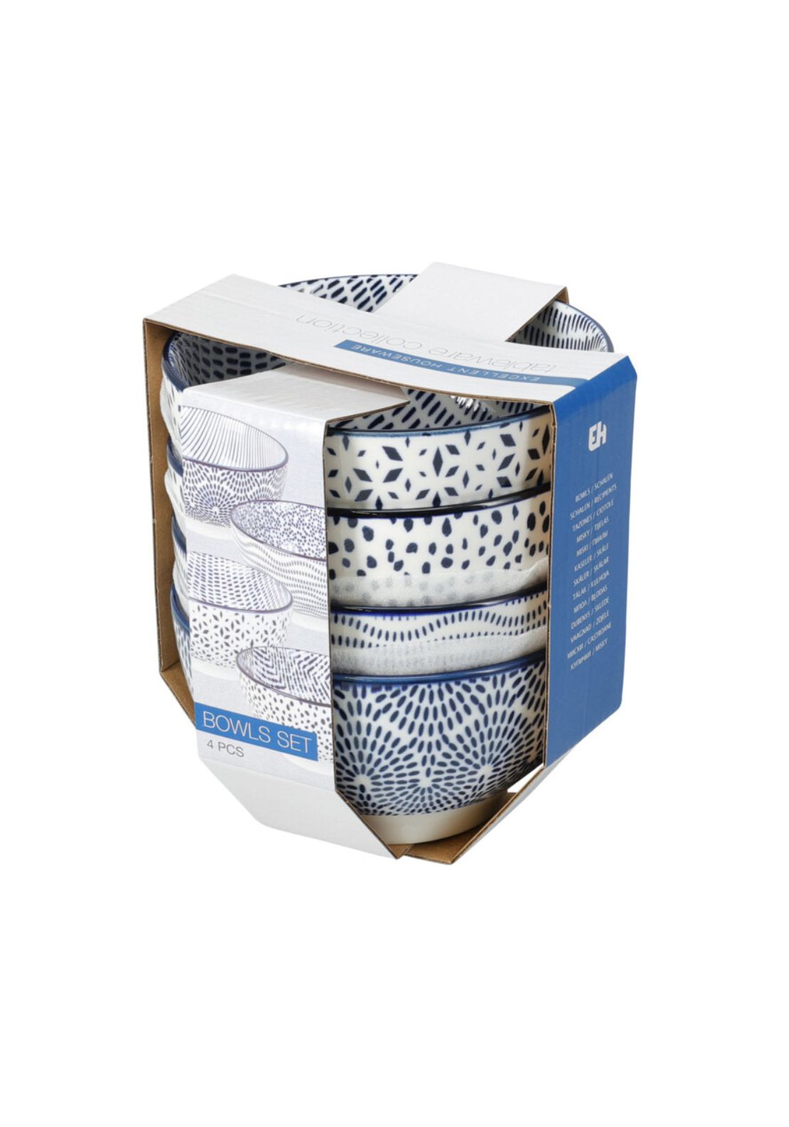 Blue Pattern 2 Bowls Set Of 4 - Multi
