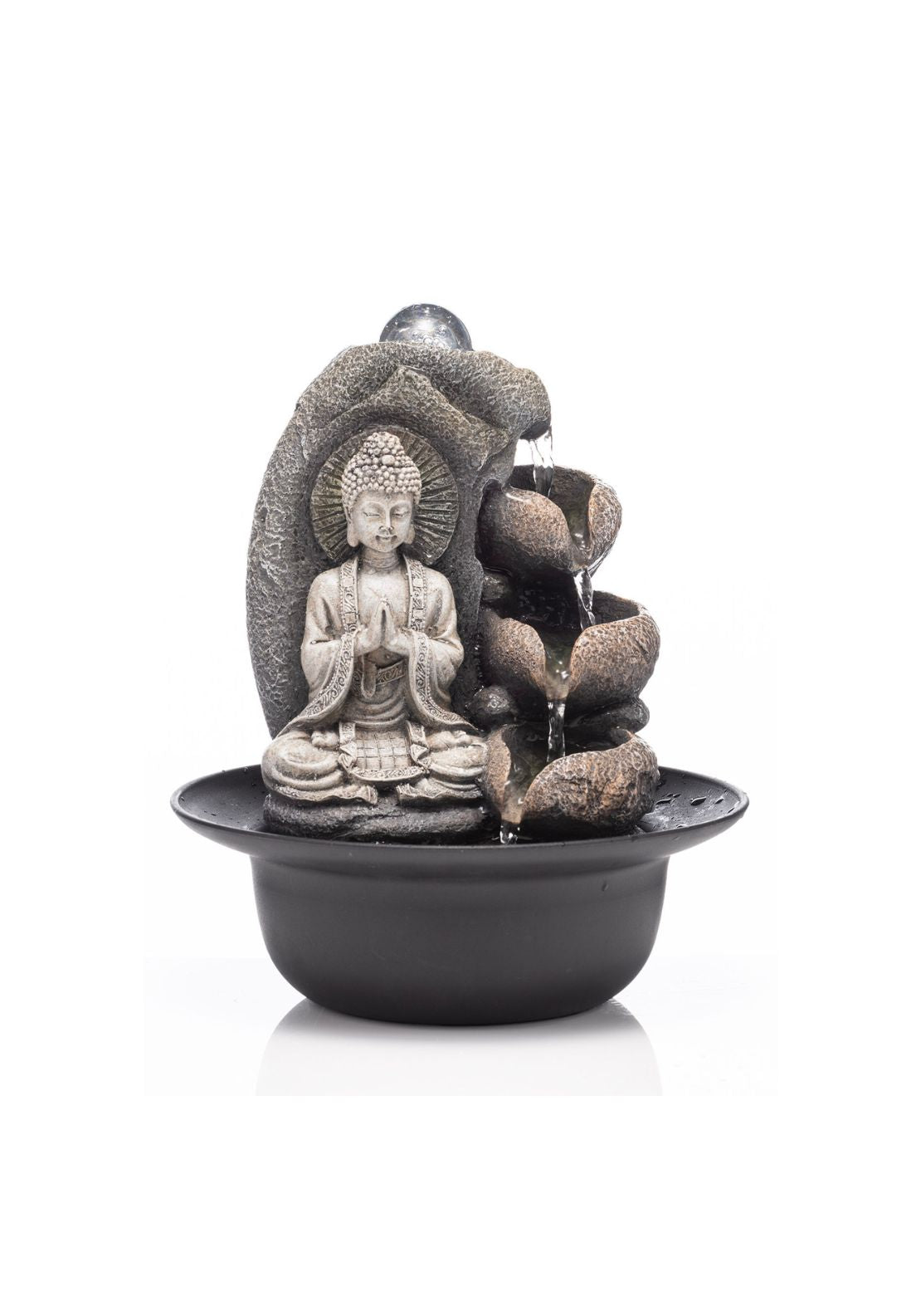 USB Indoor Buddha Water Fountain - Grey