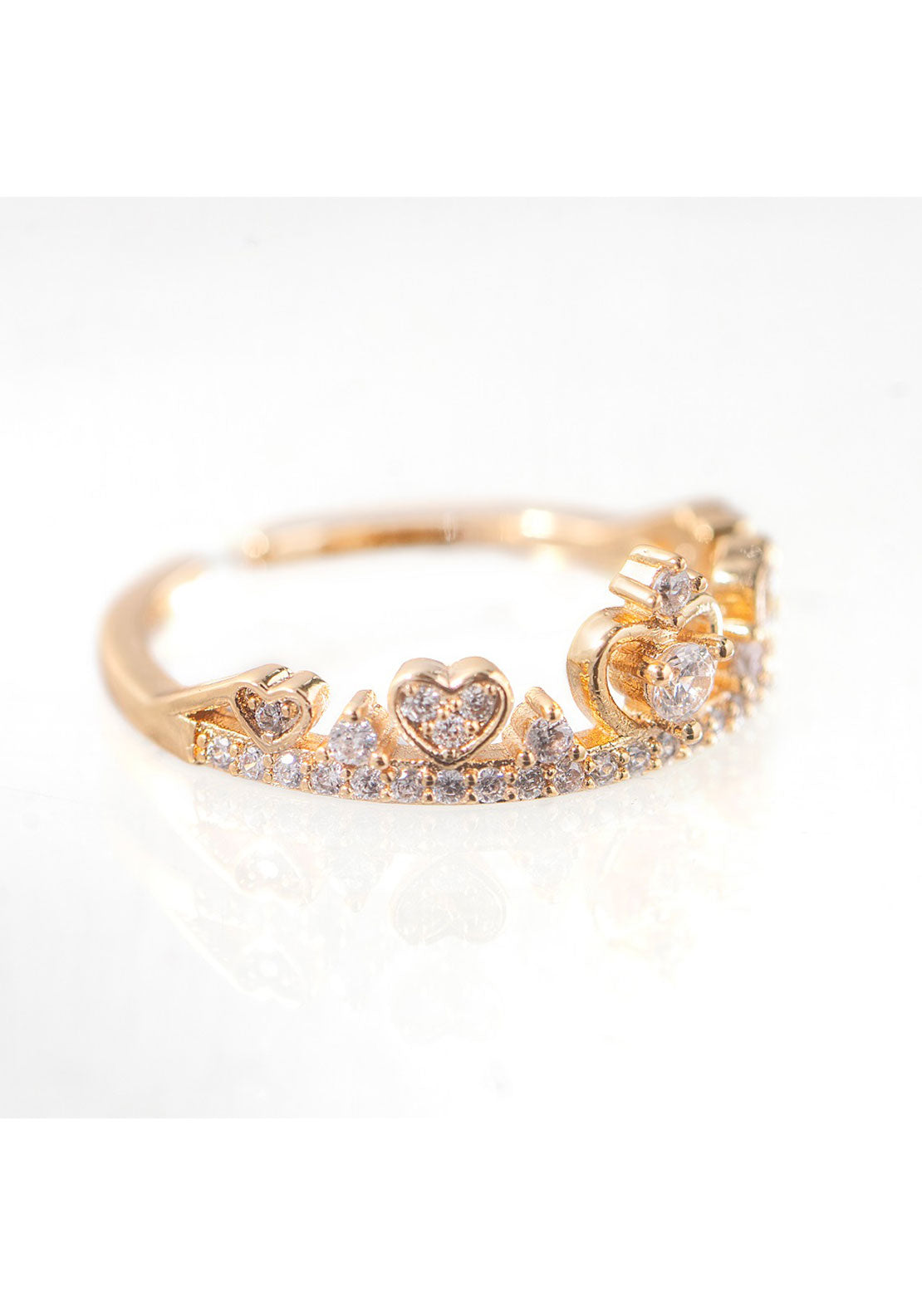 Newbridge Jewellery Crown Ring With Clear Stones - Rose Gold 2 Shaws Department Stores
