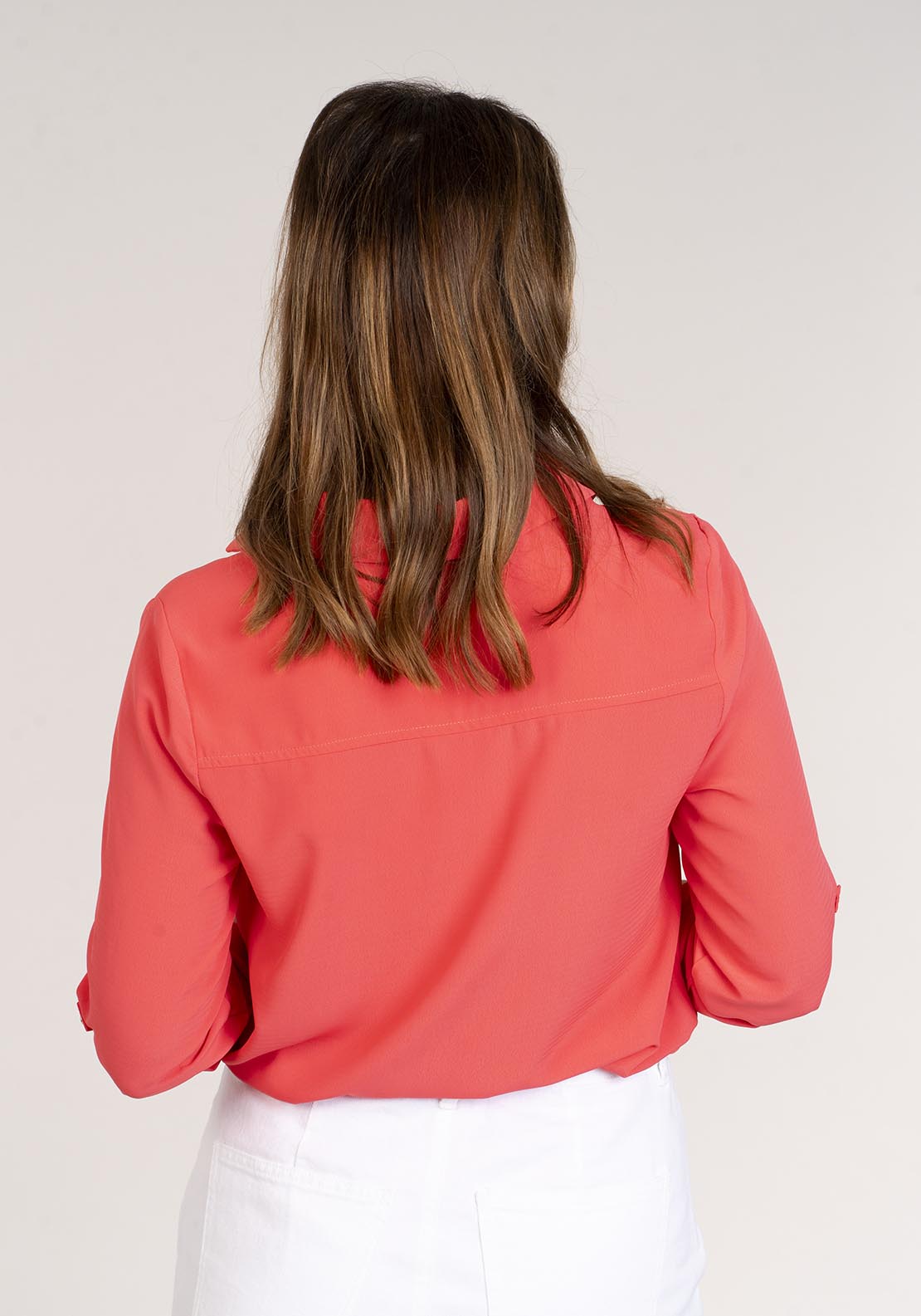 Naoise Roll Sleeve Shirt - Coral 3 Shaws Department Stores