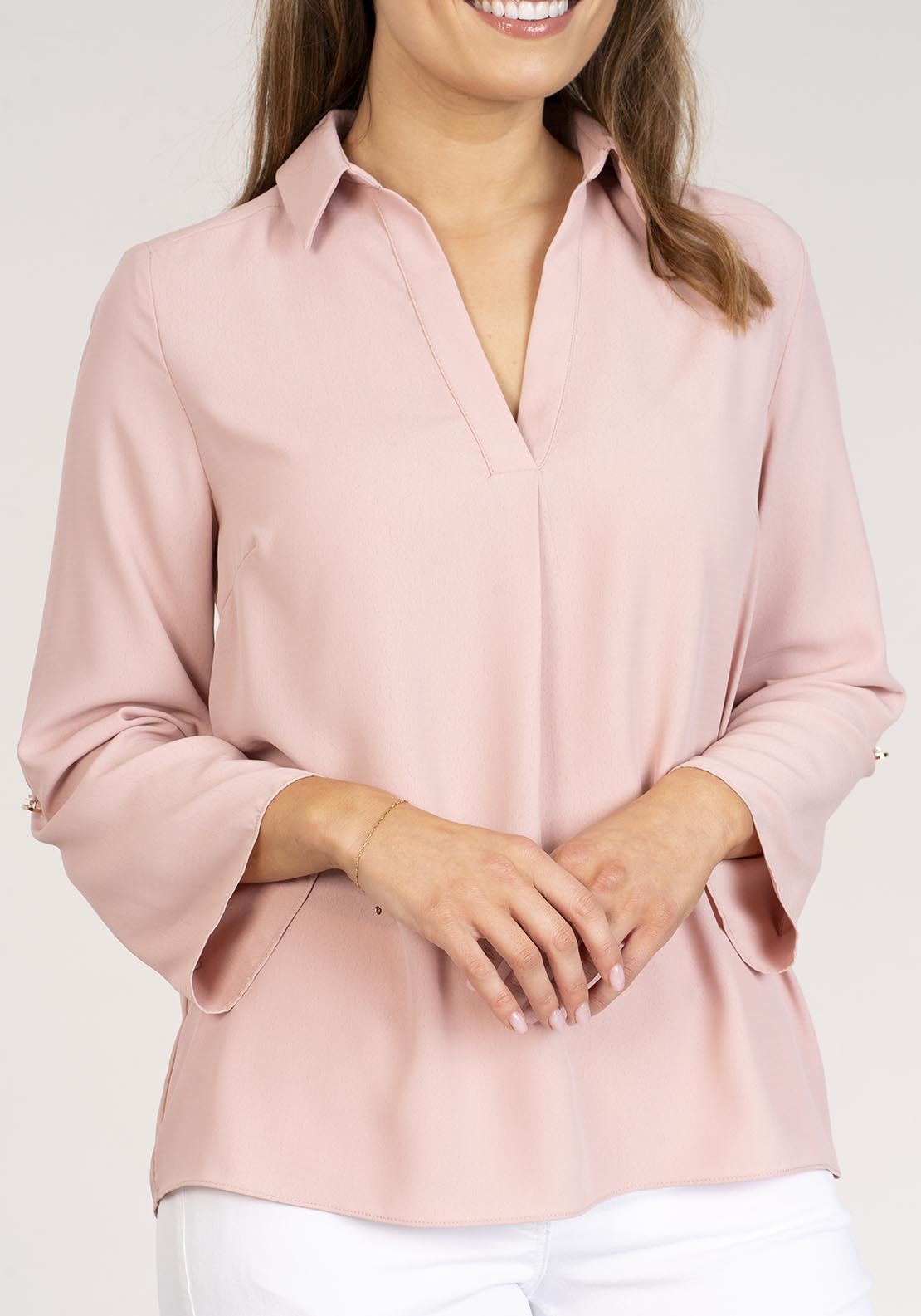 Naoise Roll Sleeve Shirt - Pink 3 Shaws Department Stores