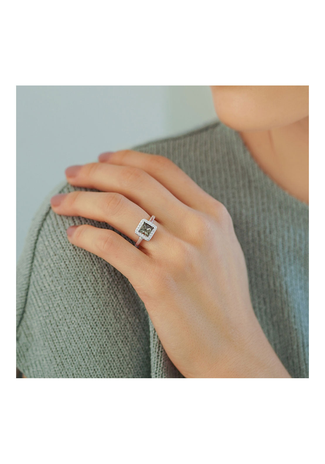 Newbridge Jewellery Square Ring Black/Clear Stones - Silver 2 Shaws Department Stores