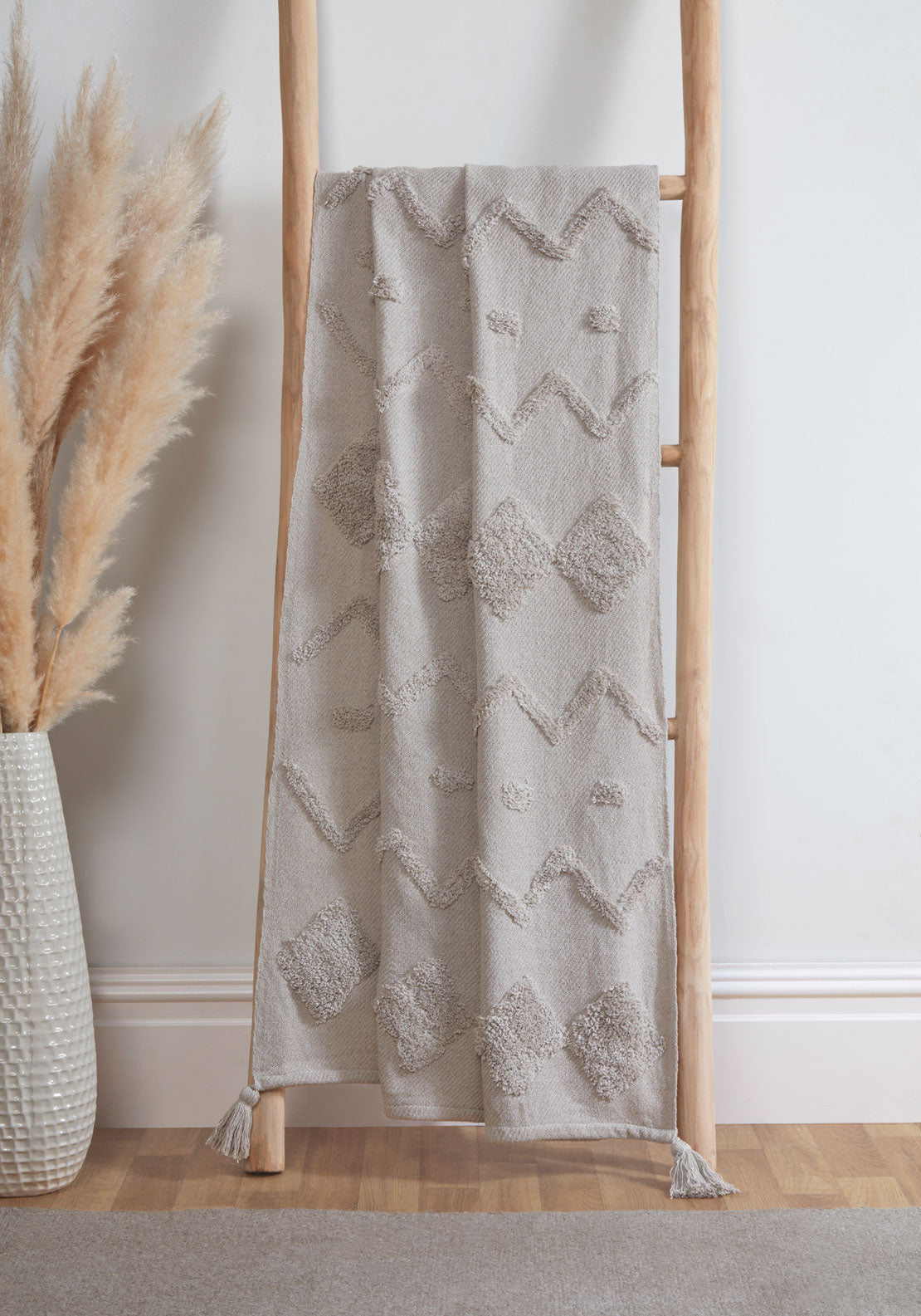The Home Luxury Collection Juniper Tufted Throw 70x90 - Silver 1 Shaws Department Stores