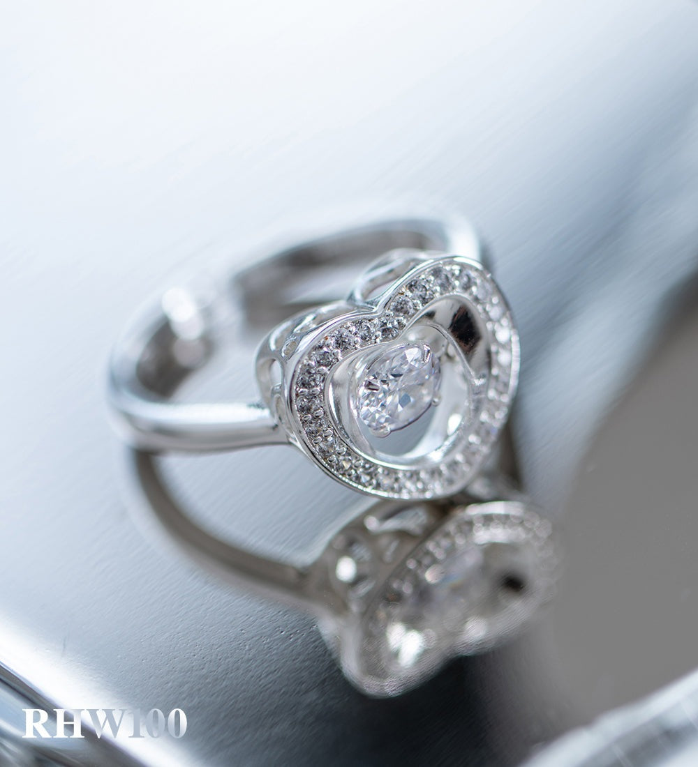 Newbridge Jewellery Heart Ring With Clear Stones - Silver 1 Shaws Department Stores