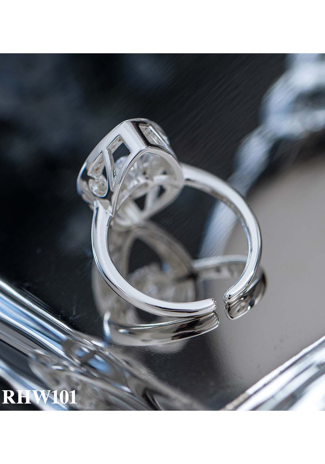 Newbridge Jewellery Oval Ring With Clear Stones - Silver 2 Shaws Department Stores