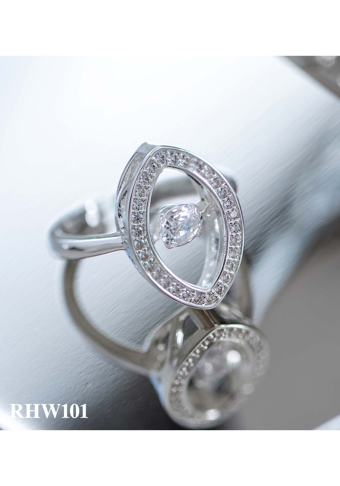 Newbridge Jewellery Oval Ring With Clear Stones - Silver 1 Shaws Department Stores